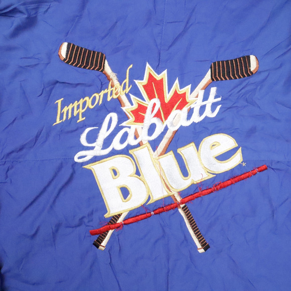 Vintage Imported Labatt Blue Hockey Small Blue Long Sleeve Zip Snap Jacket - Picture 12 of 16
